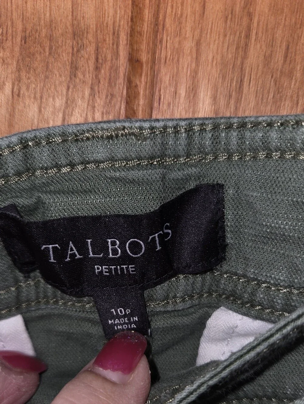 Talbots Olive Green Cotton Belted Mini Skirt‎